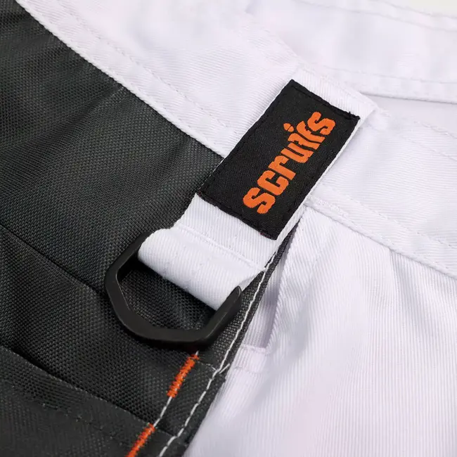 Scruffs korte werkbroek - gerecycled polyester/katoen met elastaan - holsterzakken en hamerlus - maat 46 - wit - bouw