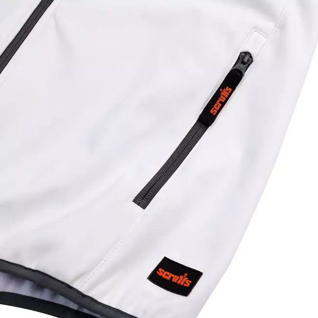 Scruffs Werkjas softshell met fleecevoering - waterafstotend en windbestendig - maat M - wit/antraciet - voor buitenwerk