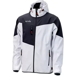 Scruffs Werkjas van softshell - winddicht, ademend en waterafstotend - maat S - wit/grafiet - voor bouw en buitenwerk