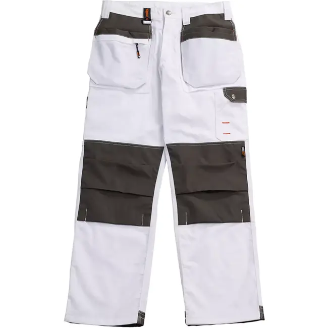 Scruffs Werkbroek - polyester-katoen 250 g/m2 - met holsterzakken en kniezakken - maat 56 R - wit - voor bouw en installatie