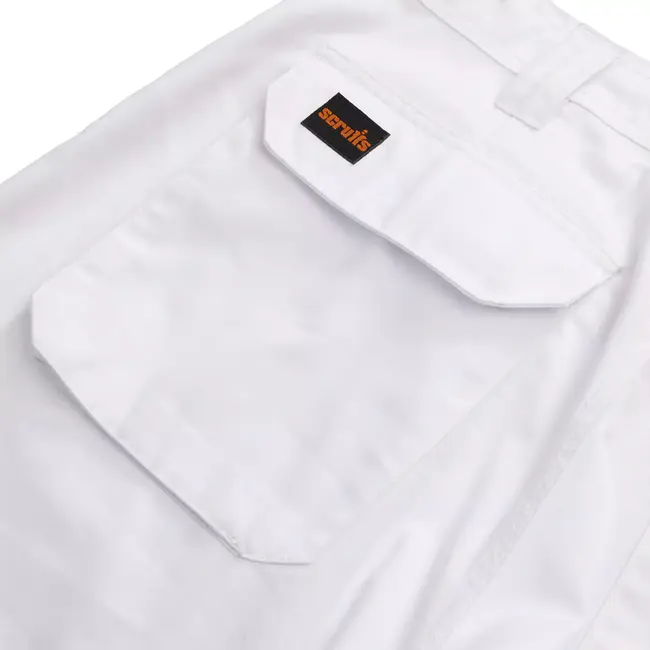 Scruffs Werkbroek - polyester-katoen keperstof 250 g/m2 - kniezakken en holsterzakken - maat 54 - wit - voor bouw en klussen