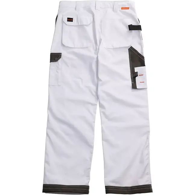 Scruffs Werkbroek - polyester-katoen keperstof 250 g/m2 - kniezakken en holsterzakken - maat 54 - wit - voor bouw en klussen