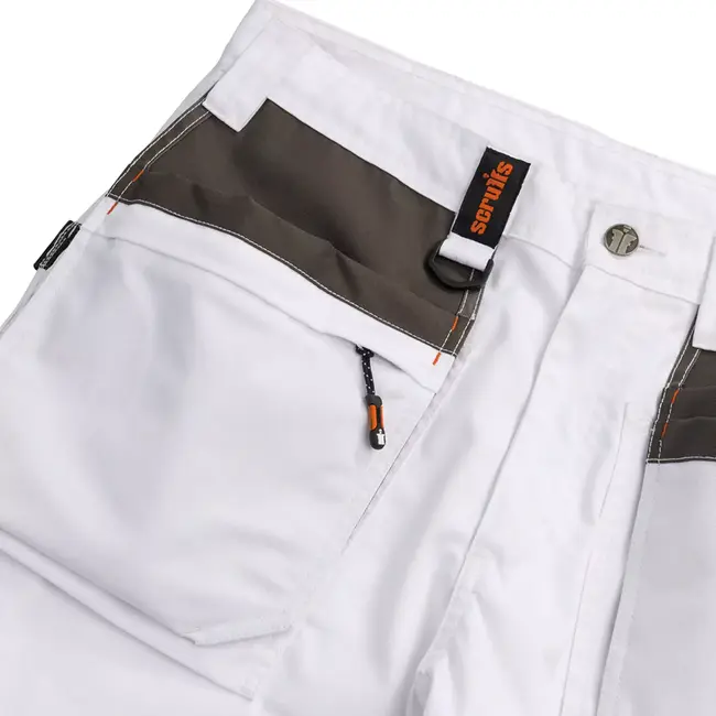 Scruffs lichtgewicht werkbroek polyester-katoen keperstof 250 g/m2 - holsterzakken en kniezakken - maat 52 - wit - bouw en klus