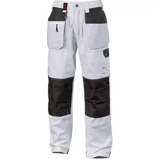 Scruffs werkbroek - polyester-katoen - kniezakken en holsterzakken - maat 50 reguliere lengte - wit - voor bouw en kluswerk
