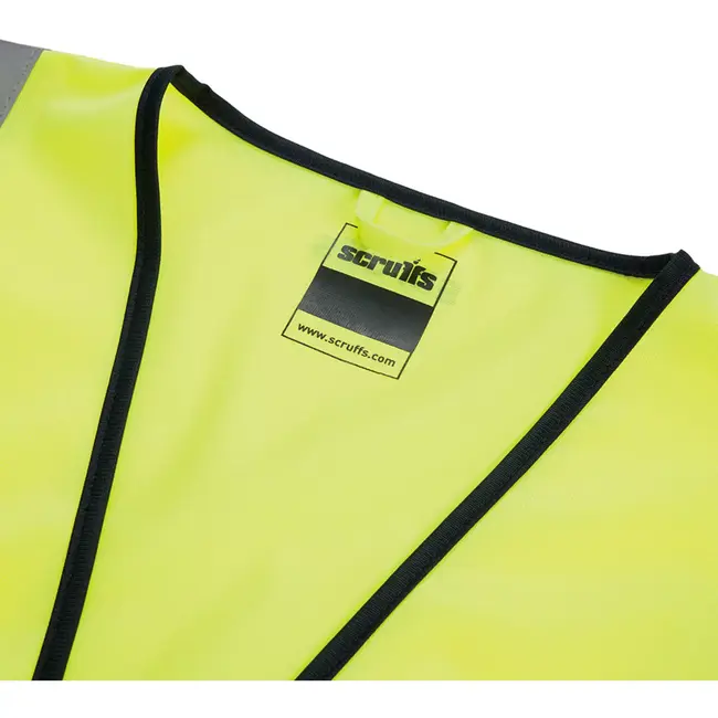 Scruffs Veiligheidsvest hoge zichtbaarheid - polyester 275 g/m2 - maat XXXL - geel - rits en zakken, kaarthouder - bouwplaats