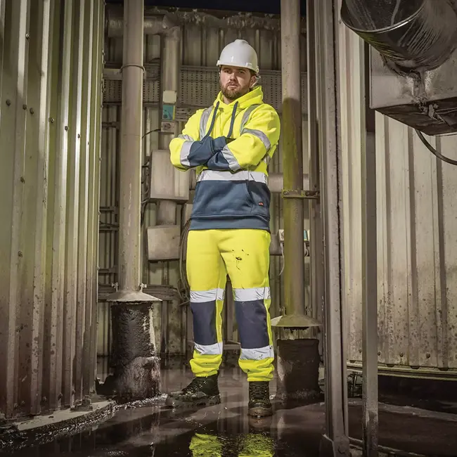 Scruffs signaleringswerkbroek joggingmodel - textiel - hoge zichtbaarheid - maat XXXL - geel/marineblauw - bouw en werkplaats