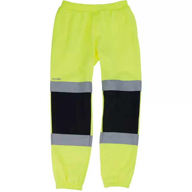 Scruffs signaleringswerkbroek joggingmodel – polyester – hoge zichtbaarheid – maat S – geel/marineblauw – bouwplaats