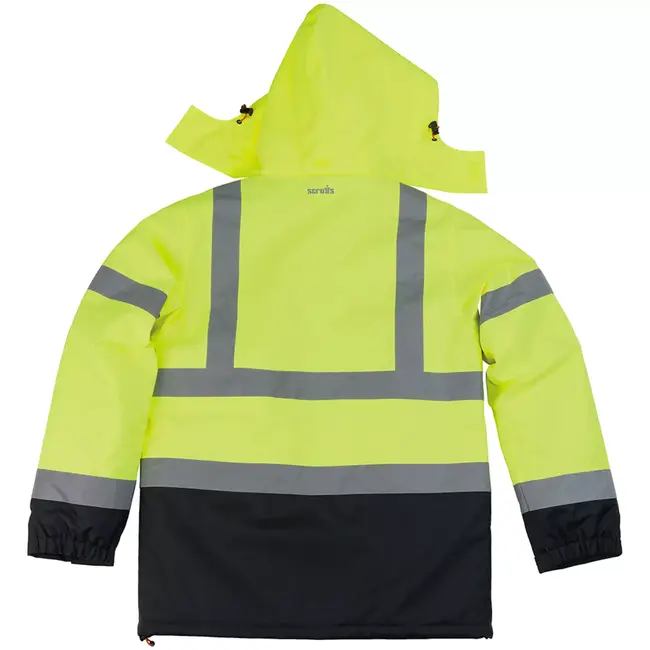 Scruffs werkjas met hoge zichtbaarheid - waterdicht en gevoerd - polyester - maat M - geel/donkerblauw - buitenwerk en bouw