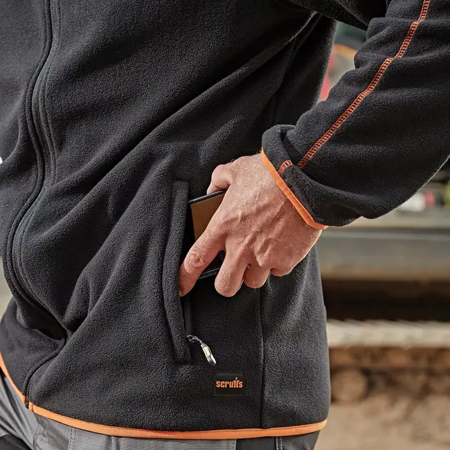 Scruffs Fleece werkjas - microfleece - warm en ademend - maat XL - zwart - lichtgewicht - voor buitenwerk