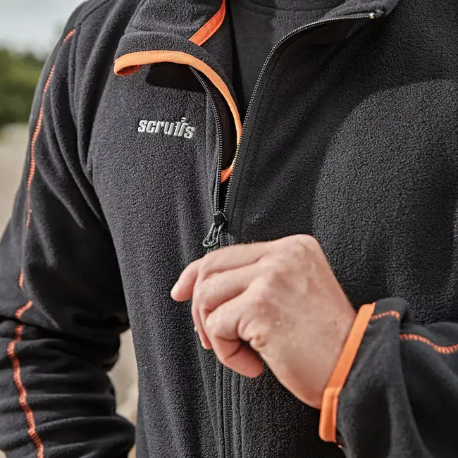 Scruffs Fleece werkjas - microfleece - warm en ademend - maat XL - zwart - lichtgewicht - voor buitenwerk