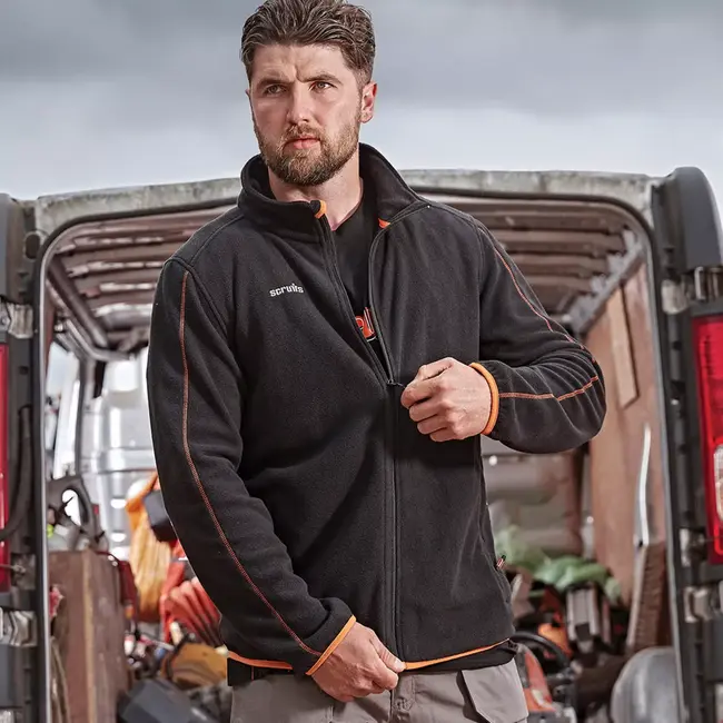 Scruffs Fleece werkjas - microfleece - warm en ademend - maat XL - zwart - lichtgewicht - voor buitenwerk