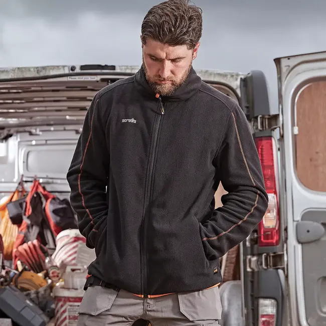 Scruffs Fleecejas voor werk en buiten - microfleece - warm en lichtgewicht - maat L - zwart - ademend en slijtvast