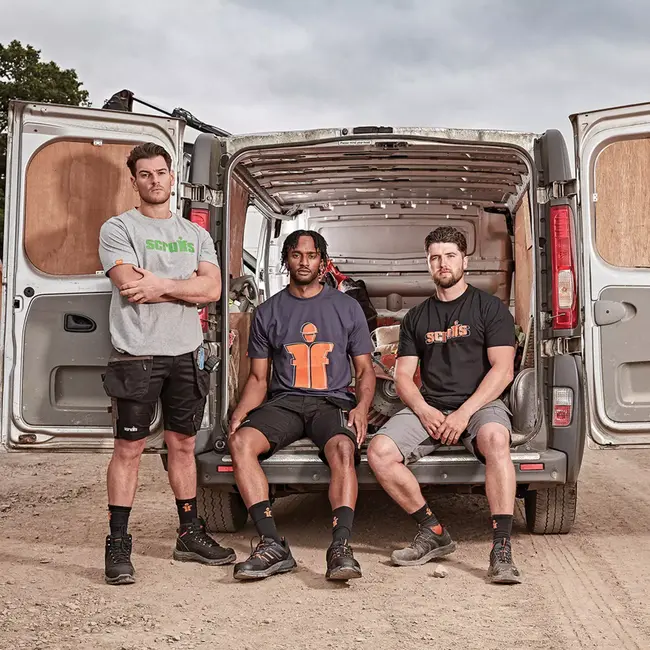 Scruffs Werkshirts - textiel - met logo opdruk - maat XXL - meerkleurig - 3 stuks - voor klussen en dagelijks gebruik