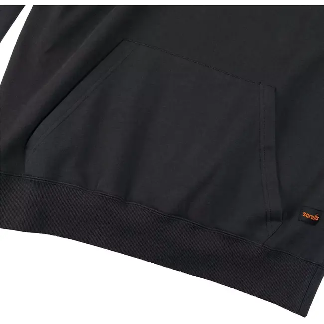 Scruffs Capuchontrui - katoen/polyester 80/20 320 g/m2 - kangoeroezak en gevoerde capuchon - maat XXL zwart - warm tegen kou