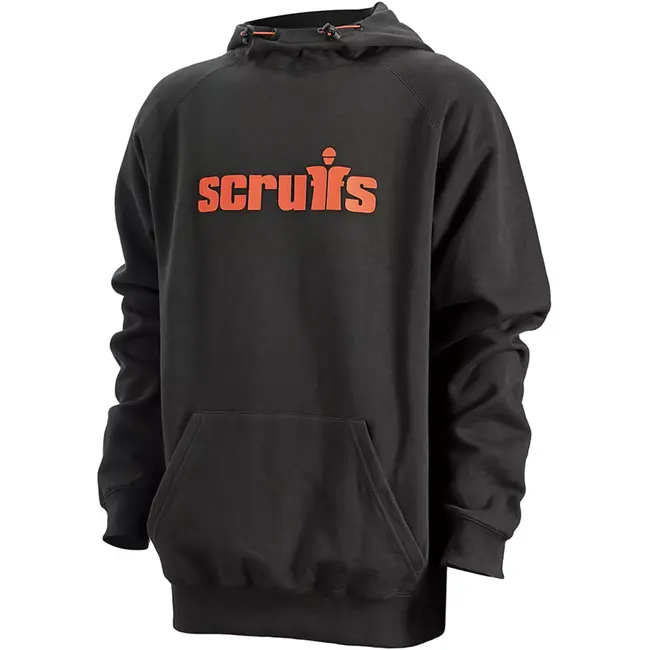 Scruffs Capuchontrui - katoen/polyester 80/20 320 g/m2 - kangoeroezak en gevoerde capuchon - maat XXL zwart - warm tegen kou