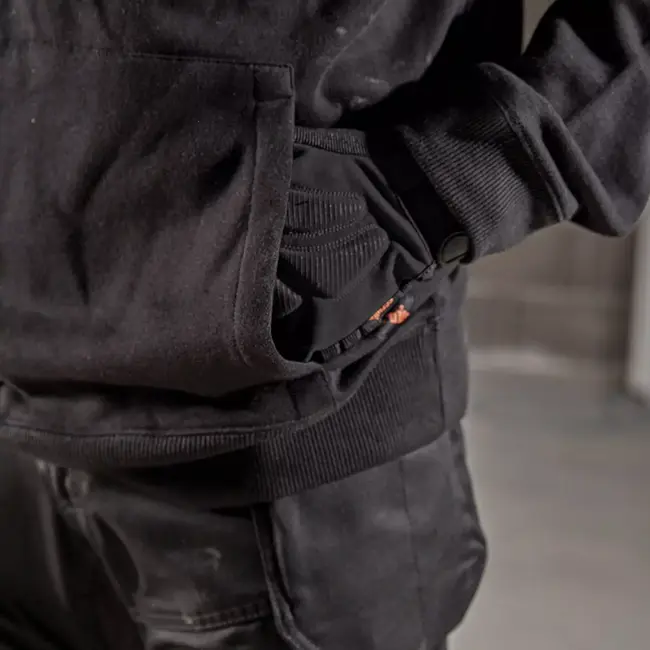 Scruffs Capuchontrui - katoen/polyester 320 g/m2 - warm geborsteld, kangoeroezak - maat L - zwart - koude werkomstandigheden