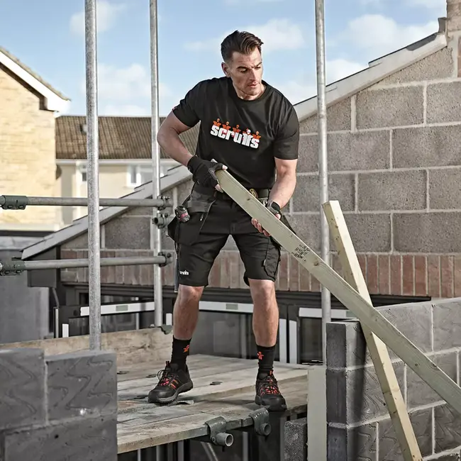 Scruffs Werkshort - gerecycled polyester-katoenmix 250 g/m2 - holstervakken voor gereedschap - maat 50 - zwart - bouwsector