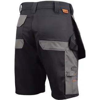Scruffs Korte werkbroek met holsterzakken - gerecycled polyester-katoen met elastaan 250 g/m2 - maat 42 - zwart - bouw