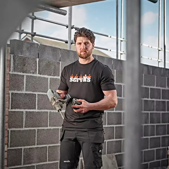 Scruffs Werk T-shirt met print van 100% katoen - ademend en langer model dat niet opkruipt - maat S - 180 g/m2 - voor klussen