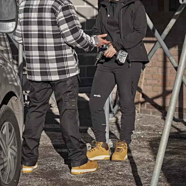 Scruffs Dames werkbroek van gerecycled nylon met elastaan - 4-weg rekbaar - maat 44 regulier - zwart - voor bouw en klus