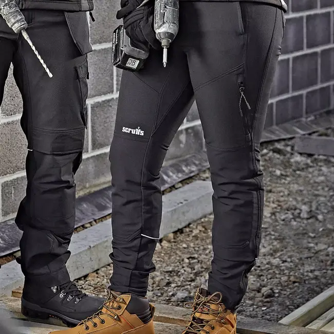 Scruffs Dames werkbroek gerecycled nylon en elastaan met rek in vier richtingen, elastische taille, maat 42 R zwart voor werk
