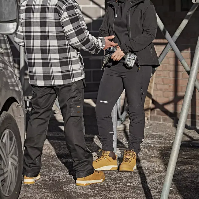 Scruffs dames werkbroek - gerecycled nylon met elastaan - rek in vier richtingen - maat 32 regulier - zwart - voor bouw