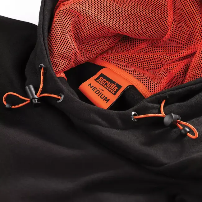 Scruffs Werktrui met capuchon - maat XL - 80% katoen, 20% polyester - ademend en flexibel - zwart - voor klussen en buitenwerk