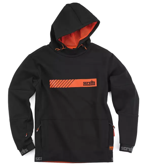 Scruffs capuchontrui voor werk - katoen/polyester 80/20, ademend - capuchon met gaasvoering - maat M - zwart