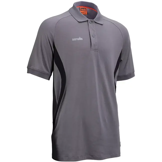 Scruffs werkpolo - katoenmix met gerecycled polyester - vochtafvoerend en ademend - maat L - grafiet - voor bouw en klus