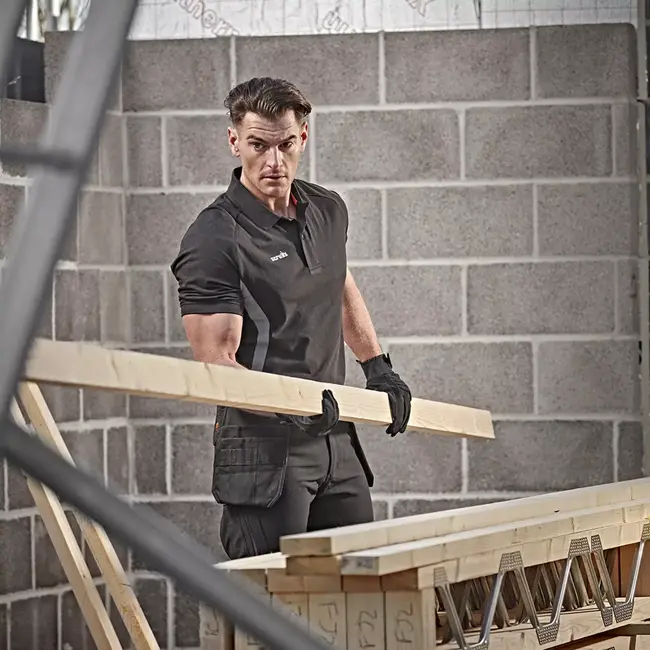 Scruffs werkpoloshirt - katoen en gerecycled polyester - ademend, vochtafvoerend en sneldrogend - maat XXL - zwart - voor werk