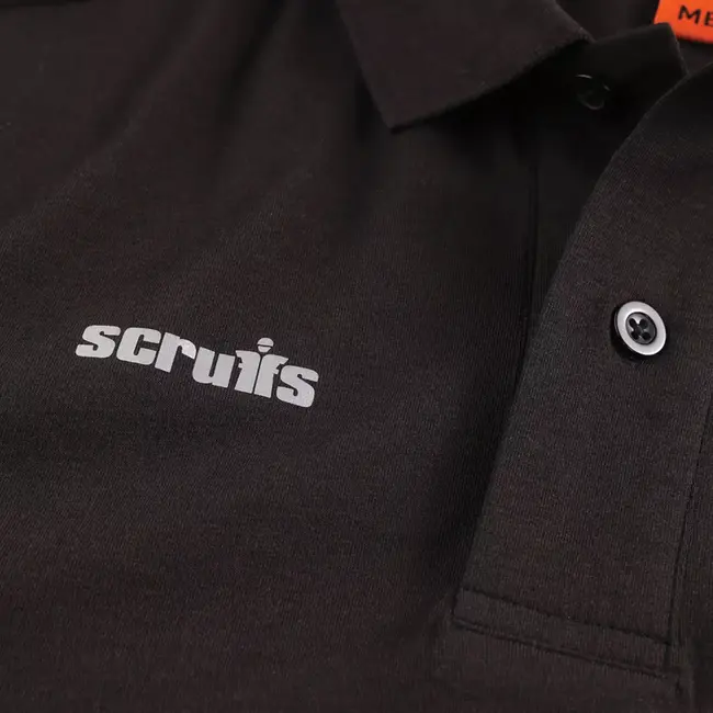 Scruffs Poloshirt - katoenmix met gerecycled polyester en elastaan - ademend en sneldrogend - maat L - zwart - werkkleding