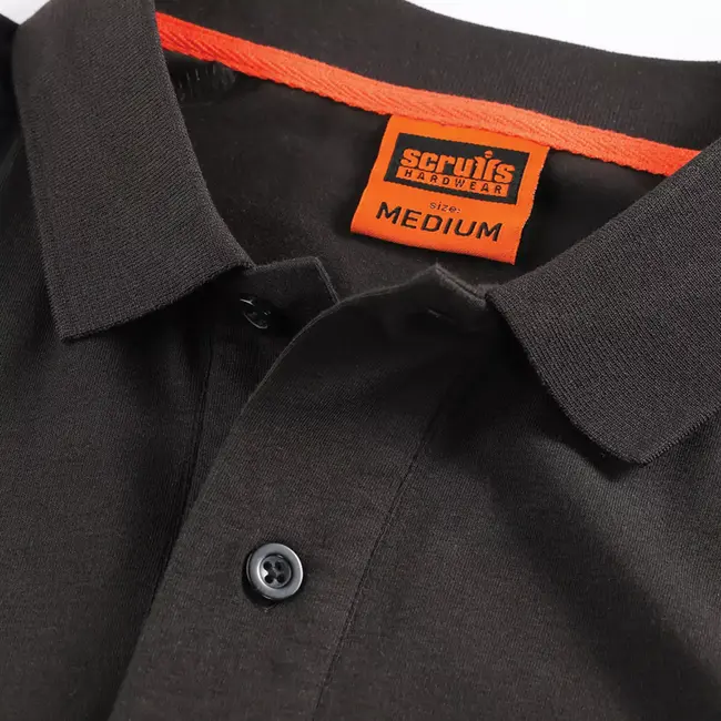 Scruffs Werkpoloshirt maat M - katoenmix met gerecycled polyester en elastaan - vochtafvoerend - zwart - voor klus en bouw