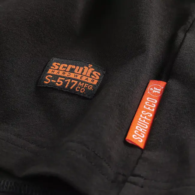 Scruffs Werkpoloshirt maat M - katoenmix met gerecycled polyester en elastaan - vochtafvoerend - zwart - voor klus en bouw