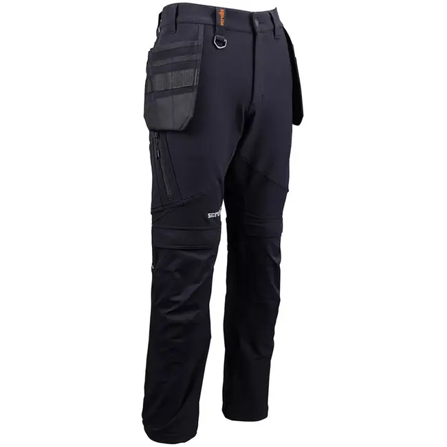 Scruffs holsterwerkbroek - gerecycled scheurvast nylon - kniebeschermerzakken - maat 50 normaal - zwart - bouw en klus