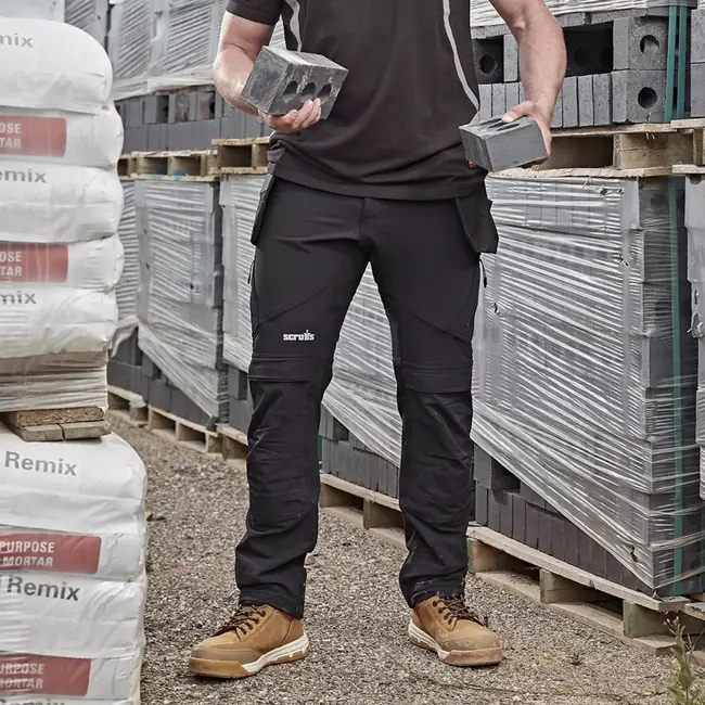 Scruffs werkbroek met holsterzakken - gerecycled nylon/elastaan - kniebeschermerzakken - maat 46 - zwart - voor bouw/montage
