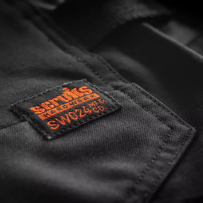 Scruffs Dames werkshort - polyester en katoen - maat 42 - zwart - holsterzakken en hamerlus - voor bouw en klus