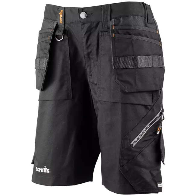 Scruffs Dames werkshort - polyester-katoen - holsterzakken en gereedschapslussen - maat 34 - zwart - voor klussen