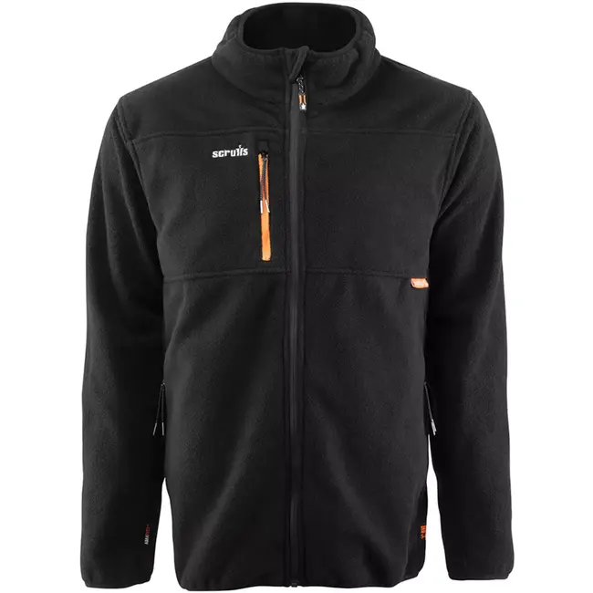 Scruffs Werkfleecejas van gerecycled polyester - waterafstotend en sneldrogend - maat XXL - zwart - met ritszakken voor werk