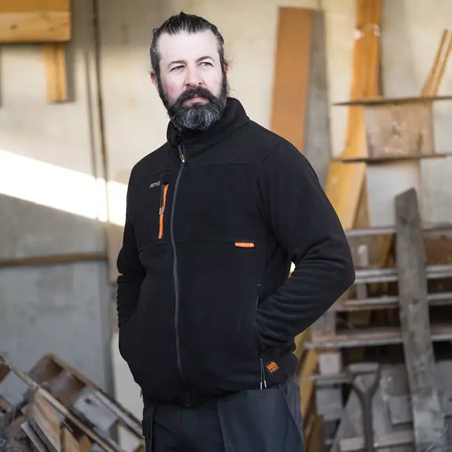 Scruffs Werkfleecejas van gerecycled polyester - waterafstotend en sneldrogend - maat XXL - zwart - met ritszakken voor werk