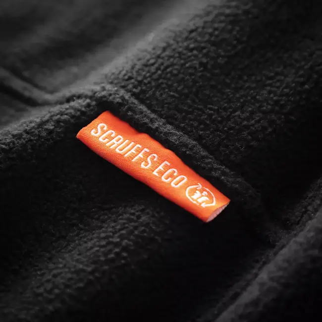 Scruffs fleece werkjas - gerecycled polyester - maat M - zwart - waterafstotend - slijtvaste manchetten - voor bouw en klus