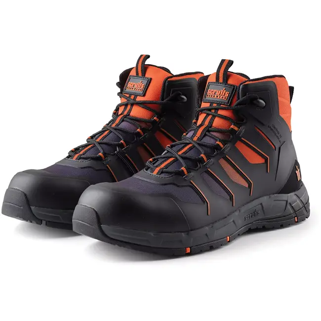 Scruffs Veiligheidslaarzen - waterafstotend materiaal - antislip, hittebestendige zool - maat 46 - zwart/oranje - bouw