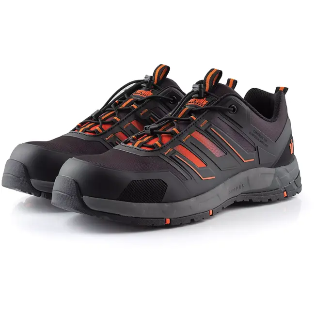 Scruffs Veiligheidsschoen s3 antistatisch - synthetisch - antislip en schokdemping - maat 43 - zwart/oranje - bouwplaats