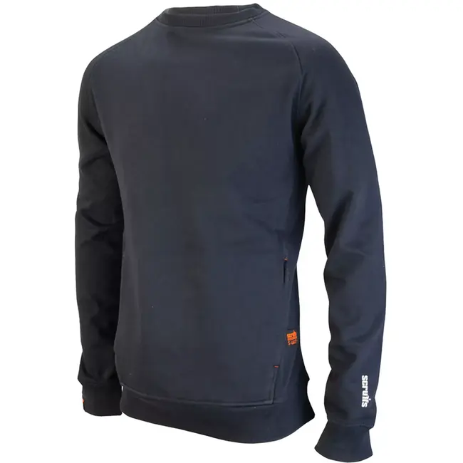 Scruffs werktrui - katoen-polyester 320 g/m2 - ademend met ritszakken - maat S - marineblauw - bouwplaats