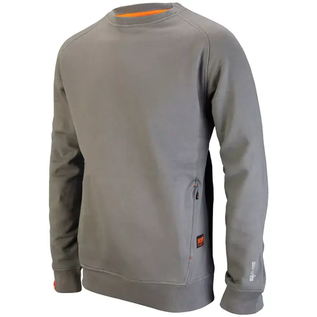 Scruffs Werktrui - 80% katoen, 20% polyester, 320 g/m2 - maat XXL - grijs - ademend met ritszakken - voor bouw en klus
