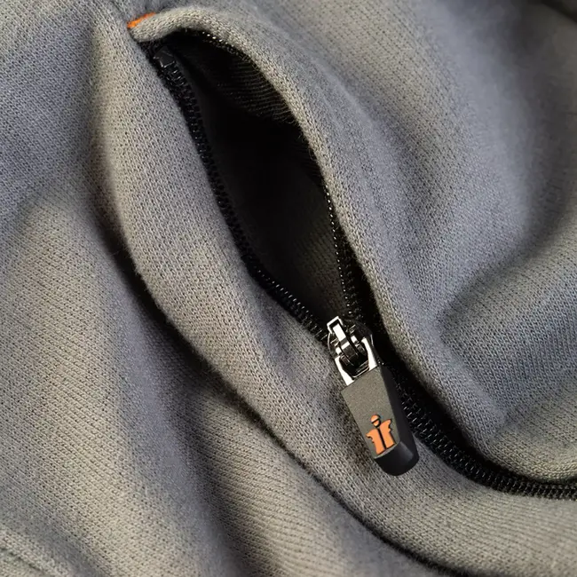 Scruffs duurzame werktrui - katoen en polyester - ademend met ritszakken en raglanmouwen - maat L - grijs - voor bouw en klus