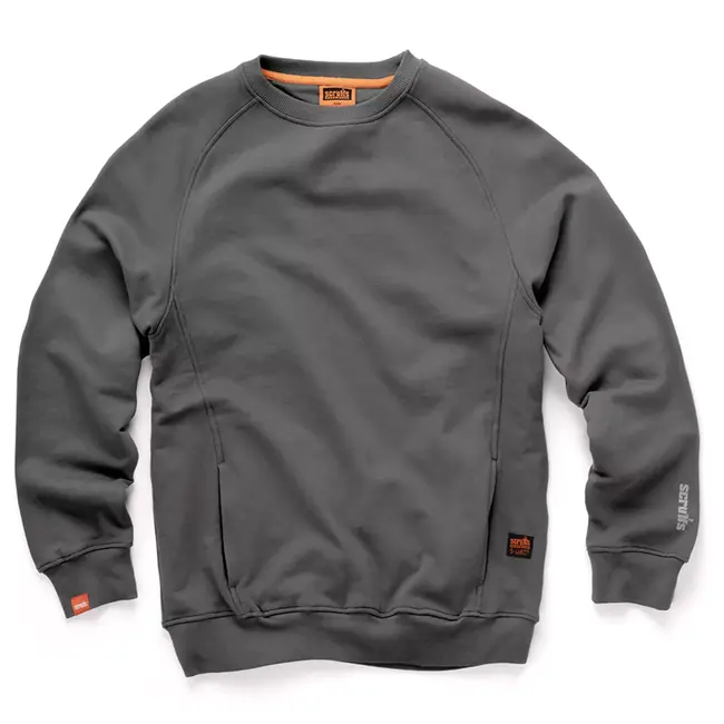Scruffs duurzame werktrui - katoen en polyester - ademend met ritszakken en raglanmouwen - maat L - grijs - voor bouw en klus