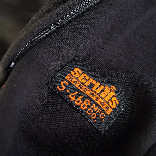 Scruffs werktrui - duurzaam katoen-polyester - ademend met ritssluitende zakken - maat XXL - zwart - 320 g/m2 - voor klussen