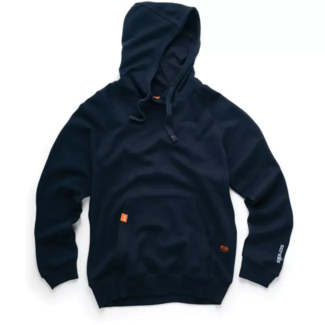 Scruffs Werktrui met capuchon - katoen/polyester 320 g/m2 - ademend met ritszak - maat L - marineblauw - werk