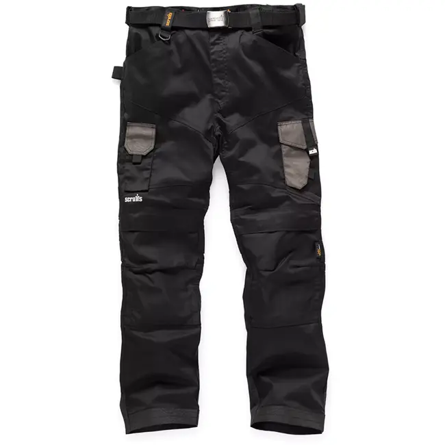 Scruffs Werkbroek - polyester-katoen stretch - holsterzakken, kniebescherming en ventilatie - maat 50 R - zwart - bouw