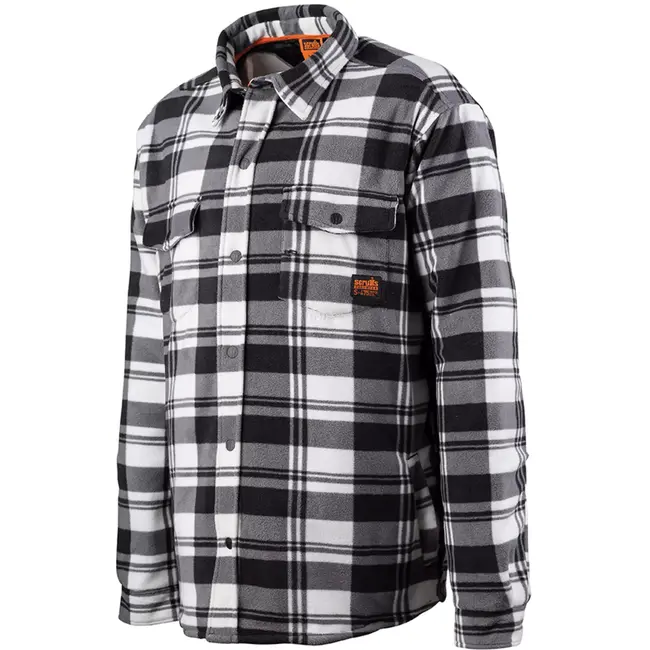 Scruffs werkoverhemd geruit - polyester - gewatteerd, warm en sneldrogend, met drukknopen - maat XL - zwart-wit - buitenwerk